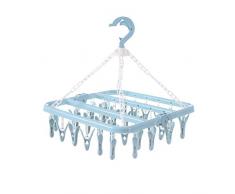 Symboat En Plastique Pliant Vêtements Cintre Serviettes Socks Bras Sous-Vêtements De Séchage Rack Avec 32 Clips Espace Économie Rangement Organisateur Outils