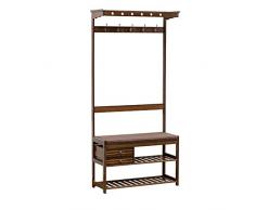 Hall dentrée chaussures Banc de rangement 2 niveaux avec des chaussures tiroirs en bambou de stockage étagères Rack escabeau Vestibule Salon Chambre portemanteau (Size : 70cm)