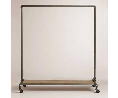 Qianniu Industriel Tuyau Vêtements de vêtement de Pipeline Vintage Rolling Rack avec Roues Ballet Vêtements Rack, Acier, A-Height 59inch