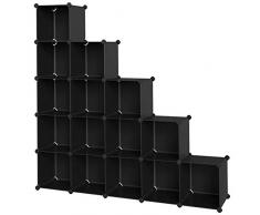 SONGMICS Meuble de Rangement à 16 Casiers, Organiseur DIY, Étagère en Plastique PP, Séparateur de Placard, Range-Chaussures, pour Chambre, Cave, Bureau, Noir LPC44BK