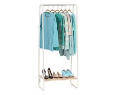 Iris Ohyama - Portant penderie à vêtements / Porte-manteaux avec étagère en bois MDF et métal - Garment Rack PI-B1 - Chêne clair et blanc, 64 x 40 x 150 cm