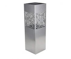 Porte-parapluie carré en métal argenté 15.5x15.5x49 cm