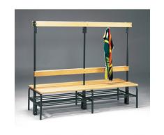 Bancs avec portemanteaux pour vestiaires - double face, 12 patères, 2000 mm - sans support-chaussures - Banc Banc de vestiaires Banc multi-usages Bancs Bancs de vestiaires Bancs multi-usages Vestiaire Banc d'extérieur Banc en