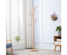 NIUZIMU Porte-manteau debout, haut, support libre, debout, bois massif, arbre, cintre, support, crochets, pour chapeau, veste, hall d'entrée, arbres Porte-manteaux -0225