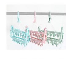Jullyelegant en Plastique Gain de Place Organisateur de Garde-Robe Pliant vêtements Cintre Serviettes Chaussettes Soutiens-Gorge sous-vêtements séchage Rack avec 32 Clips