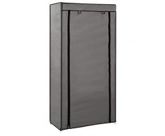 vidaXL Armoire à Chaussures avec Housse Etagère à Chaussures Meuble à Chaussures Porte-Chaussures Rangement Organisateur Maison Gris 58x28x106 cm Tissu
