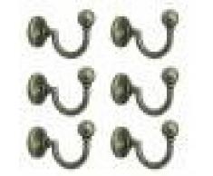 Lot 6pcs Vintage Crochet Cintre Mural Porte Manteau Chapeau en Alliage - Bronze