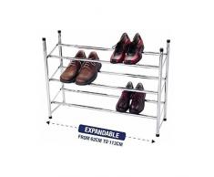 Étagère à chaussures extensible 4 étages de rangement en métal plaqué chrome