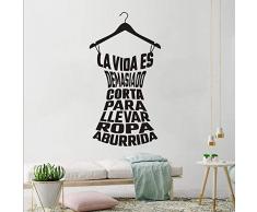 Guokee 2pcs espagnol vêtements rack sticker mural buanderie décoration maison vinyle vêtements rack stickers muraux affiche amovible 30 * 57 cm