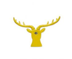 Walplus Stickers muraux 43 x 26,5 x 11,8 cm Crochet Porte-Manteau Tête de cerf Animal Art Stickers Mural pour Maison décoration Salon Chambre Décor DIY, Jaune