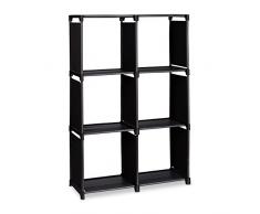 Relaxdays Étagère escalier 6 compartiments meuble escalier HxlxP: 109 x 106 x 30 cm bibliothèque séparation multi-cases séparateur de pièces, noir