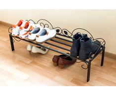 DanDiBo Etagère à chaussures Mi-1 Etagère 92cm Armoire à chaussures 21237 Rangement à chaussures Métal Fer forgé