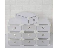 DHOUTDOORS Lot de 10 Boîtes de Rangement à Chaussures Pliables et Empilables- Tiroirs en Plastique Transparent-Organisateur de Maquillage- Rangement Cosmétiques