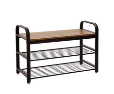 Meerveil Tabouret à Chaussures de Style Industriel, Étagère de Rangement, Meuble à Chaussures pour Couloir, Chambre, Salon, Armature, Vintage