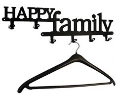 Porte-manteau mural - Happy Family/Bonheur Famille - Couloir - Patère porte-manteaux (Noir)