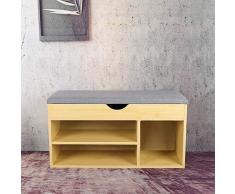 ZXL Étagère à Chaussures Banc de Rangement 2 tiroirs de Niveau 2 44,2 x 30 x 80 cm Armoire à Chaussures Blanche avec siège et Coussin Gris Meuble de Chambre à Coucher de Couloir (Couleur: chêne,