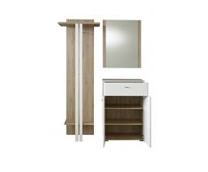 Garderobe de couloir Wei, chêne Sanremo Meuble à chaussures Miroir vestiaire mural LAMBRIS