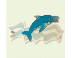 Dida - Porte-Manteaux Enfant – Dauphin - Porte Manteau Mural en Bois pour Chambres denfant et bébé avec des Animaux Marins