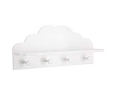 Atmosphera 2 en 1 Patère+ Etagère en Bois Enfants - Forme Nuage - Coloris Blanc