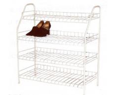 H & L Russel Ltd Étagère à chaussures 4 niveaux Métal blanc Jusqu'à 16 paires de chaussures