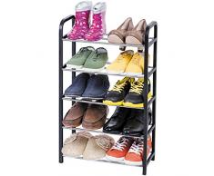ArtMoon Labrador Étagère Chaussures 5 Couches Noir / Gris Metal / Plastique 41.7 X 19 X 70 cm