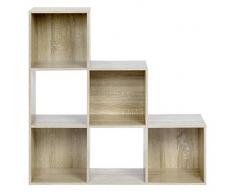 ts-ideen Étagère d'escalier Armoire Meuble de Rangement 6 Compartiments Bois de chêne Stockage Livres CD DVD