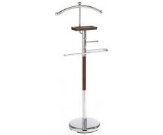 axentia Valet de Chambre Godiva en Métal Chromé et Bois Hauteur 108 cm, Valet de Nuit Stable avec Vide-Poches et Porte-Cravates, Porte-Vêtements de Femme Homme