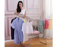 Une Maison en acier inoxydable Heavy Duty pliable Intérieur Extérieur Gullwing Egouttoir réglable, peu encombrant Cintre à linge Vêtements organisation Rack avec fond de