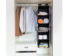 MaidMAX Rack à Pull Organiseur de vêtement Étagères de Rangement à penderie, 5 Etagères avec 4 Poches Latérales Noir - 30.5x29,2x106,7cm