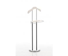 CLP Valet de Nuit, Valet de Nuit Rodrigo, Valet de Nuit en Métal et Bois, Valet Chambre en Bois, Garde-Robe en Bois, Porte Manteau, Garde Robe de Couloir, Hauteur 109 cm: Blanc