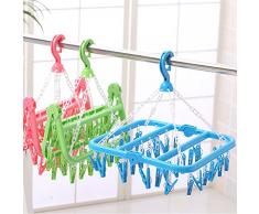 oobest Rack de Séchage suspendus-32 Clips Portable Plier des Vêtements en Plastique Cintre Séchage Rack pour Voyage en Plein air