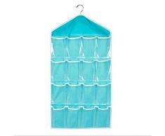 Sac Mural Sac de Rangement Pochette de Rangement Suspendu salle de bain transparent Mignon en Tissu de Lin Derrière Porte Murale Pliable pour Chaussures Jouets Bijoux Clés 16 poches Fancylande