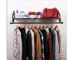 O&YQ Rack de Stockage Porte-Manteau en Fer Vêtement Vêtement Rack Fixé Au Mur Porte-Vêtements Simple Rail de Rangement Et Étagère Flottante Convient pour Le Couloir Chambre à Coucher Salle de Bains