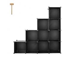 Homfa Meuble de Rangement Modulable Armoire Modulable 10 Cubes Armoire à Chaussures Plastique pour Vêtements, Chaussures, Jouets (Noir)