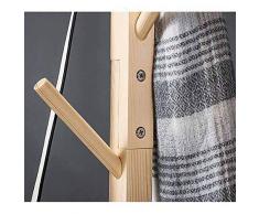 QSBY Manteau en Bois Chapeau De Brindille Arbre Et Porte-Manteau pour Entrée Couloir Chambre Penderie Placard 8 Crochets 175CM en Bois Massif Base Transversale,Natural