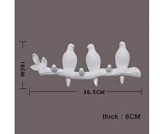 INFILM Porte-Manteaux Mural en résine Plastique avec Oiseaux sur Branche pour Chapeaux, clés, Porte-Manteaux, Plastique ABS et Autocollants, Blanc, 14.4 * 6.3 * 2.4inch