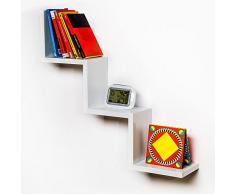 TecTake 800701 Etagère Murale en escalier Design en Bois, pour Le Rangement de Livres, CDs ou pour de la décoration, Matériel de Montage Inclus - Plusieurs Coloris - (Blanc | no. 403176)