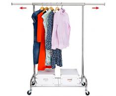 Tatkraft Tiger - Portant à Vêtements Robuste de Qualité Commerciale - Roues Solide avec Verrouillage Robuste - Tablette Métallique pour Chaussures et Boîtes de Rangement - 100 kg de Charge