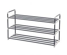 SONGMICS Étagère à Chaussures de 3 Niveaux, Porte-Chaussures en Métal pour 15 Paires de Chaussures, pour Salon, Entrée, Couloir, Vestiaire, 92 x 30 x 54 cm, Gris LSA13G