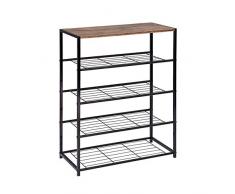 WOLTU SR0088dc Étagère à Chaussures Meuble de Rangement 4 Niveaux pour Environ 12 Paires de Chaussures, Etagère de Rangement pour Salle de Bain en MDF et métal