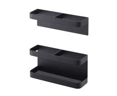 ZH1 Porte-parapluies Support de support de parapluie, support de bâton de marche en métal fixé au mur Support de support sans perçage ni montage de vis, largeur de 16cm (Couleur : Noir)