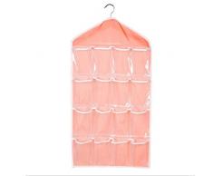 Sac Mural Sac de Rangement Pochette de Rangement Suspendu salle de bain transparent Mignon en Tissu de Lin Derrière Porte Murale Pliable pour Chaussures Jouets Bijoux Clés 16 poches Fancylande