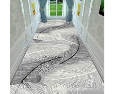 Tapis Long, Motif de Plumes Européen Moderne, Absorbant Antidérapant Coupant Tissu Mélangé, Tapis Décoratif Clubhouse Salon Chambre Corridor Intérieur Extérieur - Plusieurs Dimensions en Option