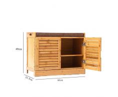 ZR- Banc De Rangement avec 2 Tiroirs Et Coussin De Siège Amovible, Banc De Chaussures (Taille : Two doors-63cm)