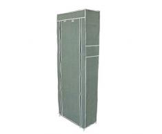 PrimeMatik - Armoire de Rangement et Chaussures en Tissu 60 x 30 x 160 cm Gris avec Porte Rouleau