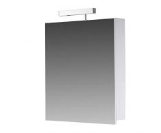 Eurosan Berlin, B50 armoire de toilette à miroir, avec applique halogène, 1 porte, 50 x 62 cm (largeur x hauteur), coloris blanc