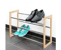 Étagère à chaussures bremermann®, tablettes pour chaussures extensibles, matériau : métal chromé, bois, marron