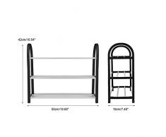 GLOGLOW Support à Chaussures Debout Plastique en Aluminium en métal Porte-Chaussures Organisateur Etagère à Chaussures(3 Tiers)