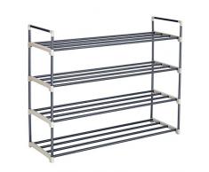SONGMICS Étagère à Chaussures de 4 Niveaux, Porte-Chaussures en Métal pour 20 Paires de Chaussures, pour Salon, Entrée, Couloir, Vestiaire, 92 x 30 x 74 cm, Gris LSA14G