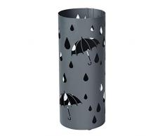 SONGMICS Porte-parapluies Métallique, Support pour Parapluies, avec Réceptacle d’Eau et Crochets, 49 x 19,5 cm (H x Ø), Rond, Gris Anthracite Mate LUC23AG